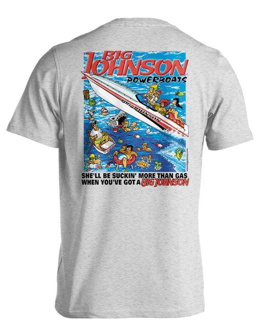 Big Johnson Powerboats Graphic T-Shirt – 2-Sided Fun & Bold Design - Dogmomhat