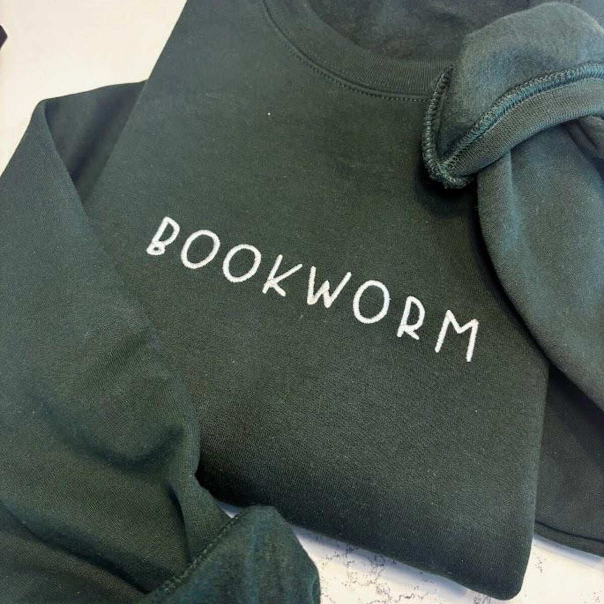 Bookworm Embroidered Sweatshirt, Bookish Hoodie, Book Club Sweater, Bookworm Crewneck