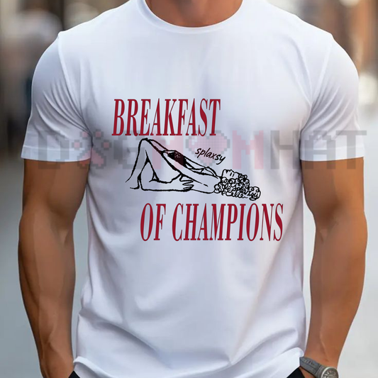 "Breakfast Of Champions" Graphic T-Shirt – Vintage Style Retro Tee - Dogmomhat