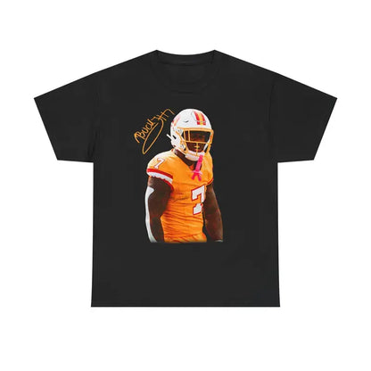 Bucky Irving T-Shirt – Black Distressed Vintage Jersey, Sports Fan Apparel, Unisex Regular Fit Cotton Shirt - Dogmomhat