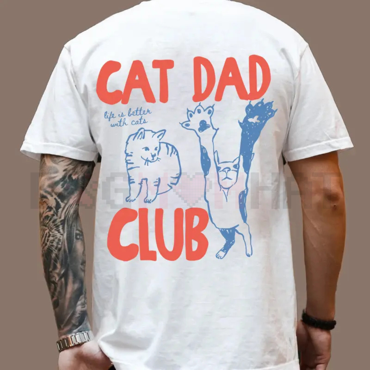 Cat Dad Club T-Shirt – Funny Back Design Tee - dogmomhat
