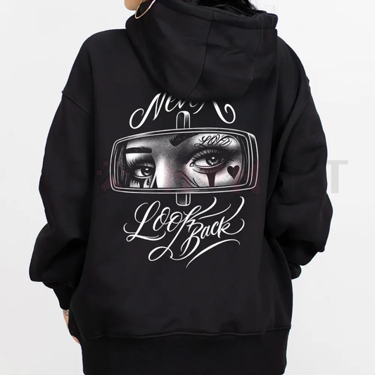 Chicano Art "Never and Look" Hoodie – Men's Cotton Lowrider Streetwear Pullover - dogmomhat