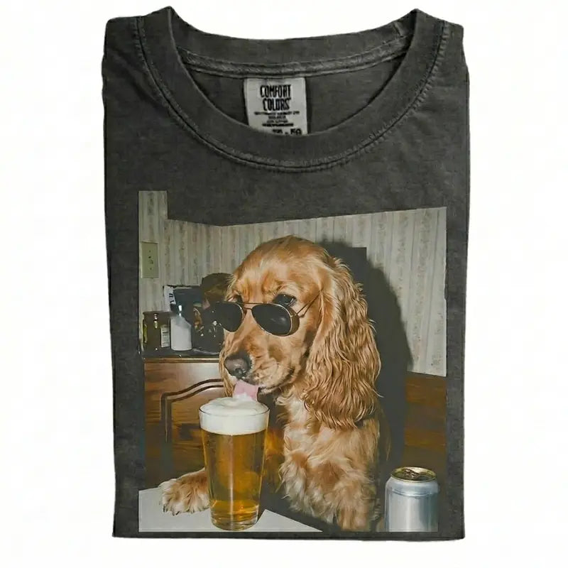 Dog Breeds Available "Drinking Beer" Retro T-Shirt
