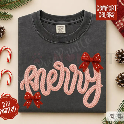 Comfort Colors Faux Knit Merry T-Shirt - dogmomhat