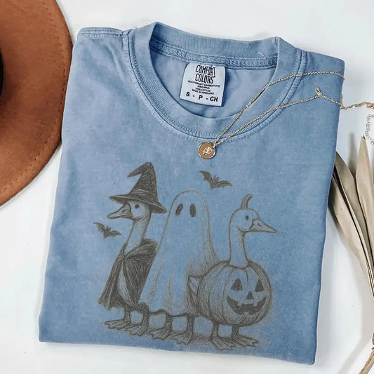 Comfort Colors Goose Halloween Shirt - Funny Ghost & Pumpkin Tee - Dogmomhat