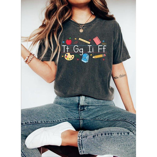 Comfort Colors TGIF Alphabet Teacher Shirt – Kindergarten Appreciation Gift - DOgmomhat