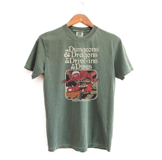 "D&D and Drive Ins" T-Shirt – Comfort Colors Dragon Graphic Tee - Dogmomhat