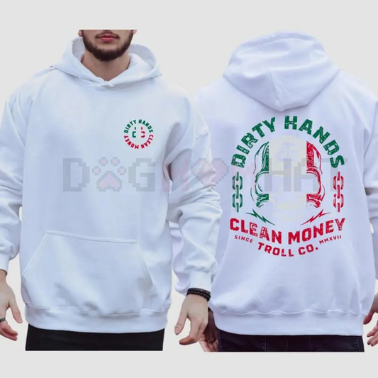 'Dirty Hand Clean Money' Mexican Flag Skull Hoodie - dogmomhat