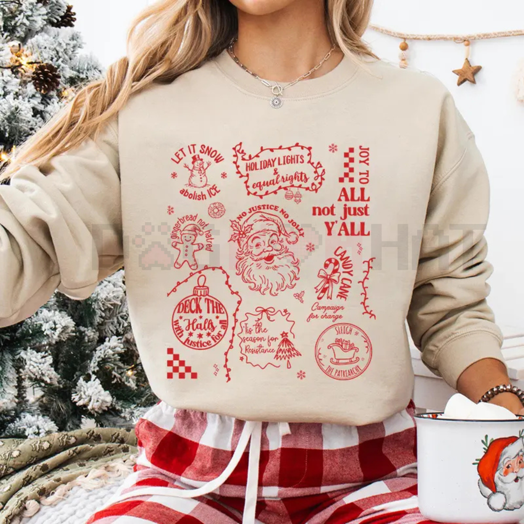 Doodle Christmas Liberal Values Sweatshirt - dogmomhat