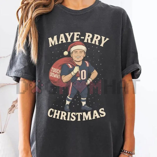 Drake Maye New England Christmas T-Shirt – Patriots Football XMAS Fan Gift Tee-Dogmomhat