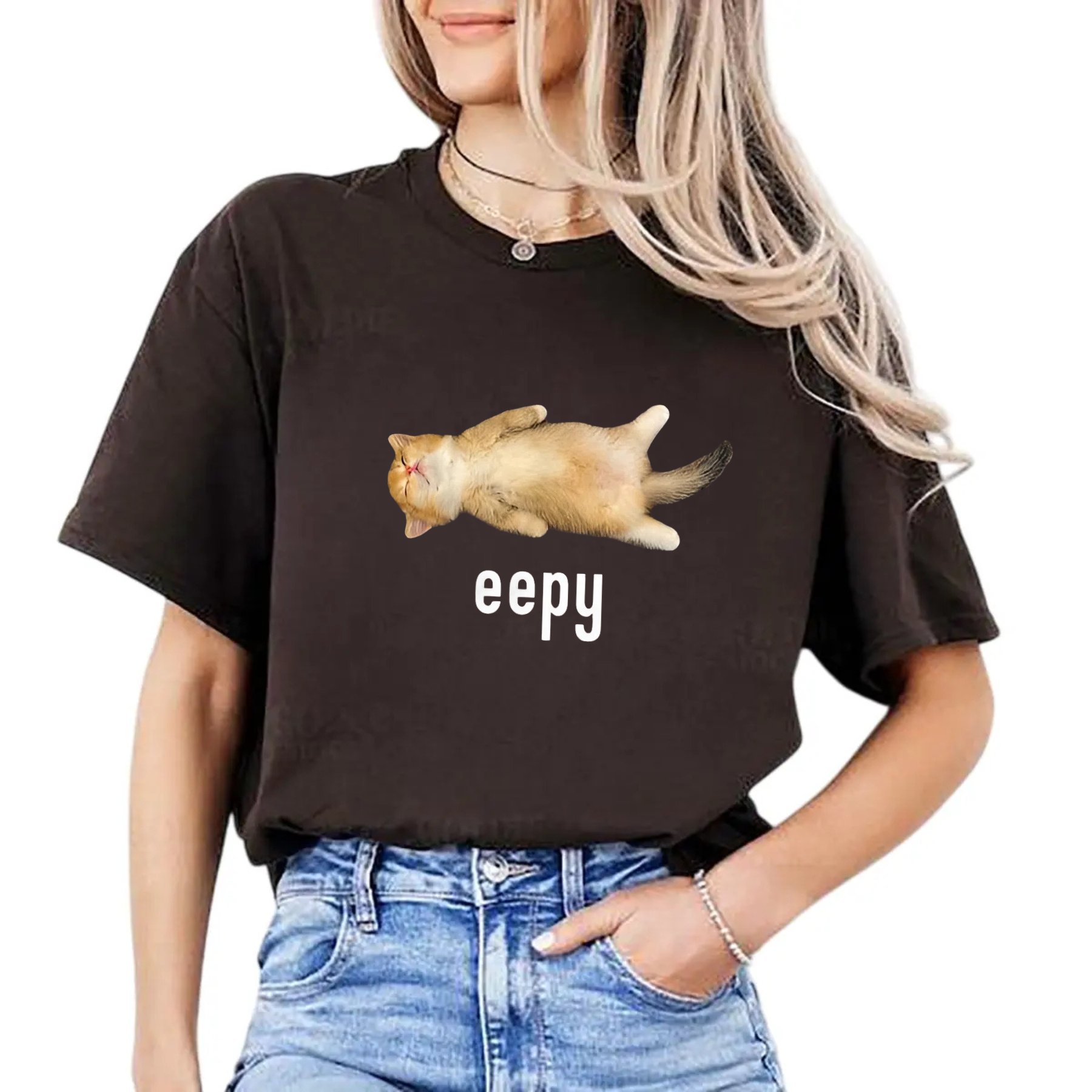 "Eepy Cat" T-Shirt - Silly Sleepy Cat Meme Tee - Dogmomhat