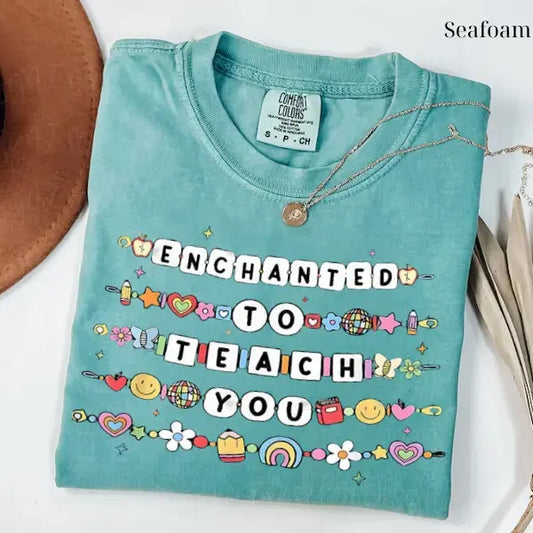 Enchanted to Teach Comfort Colors T-Shirt – Cute Teacher Graphic Tee, Back to School Gift for Women - Dogmomhat