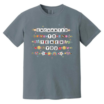 "Enchanted to Teach" Teacher Comfort Colors® Shirt – Friendship Bracelet Tee - Dogmomhat