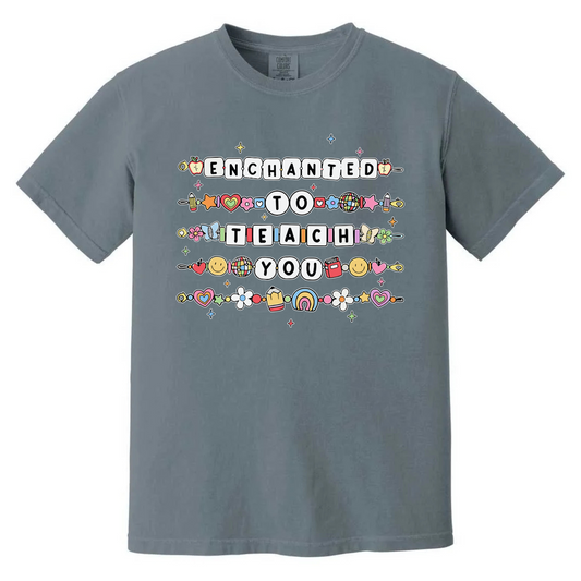 "Enchanted to Teach" Teacher Comfort Colors® Shirt – Friendship Bracelet Tee - Dogmomhat