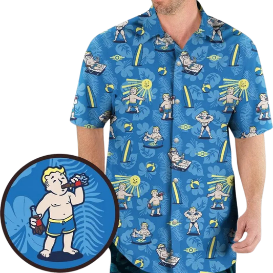 Fallout "Nuclear Summer" Hawaiian Shirt – Funny Tropical Beach Party Tee - Dogmomhat