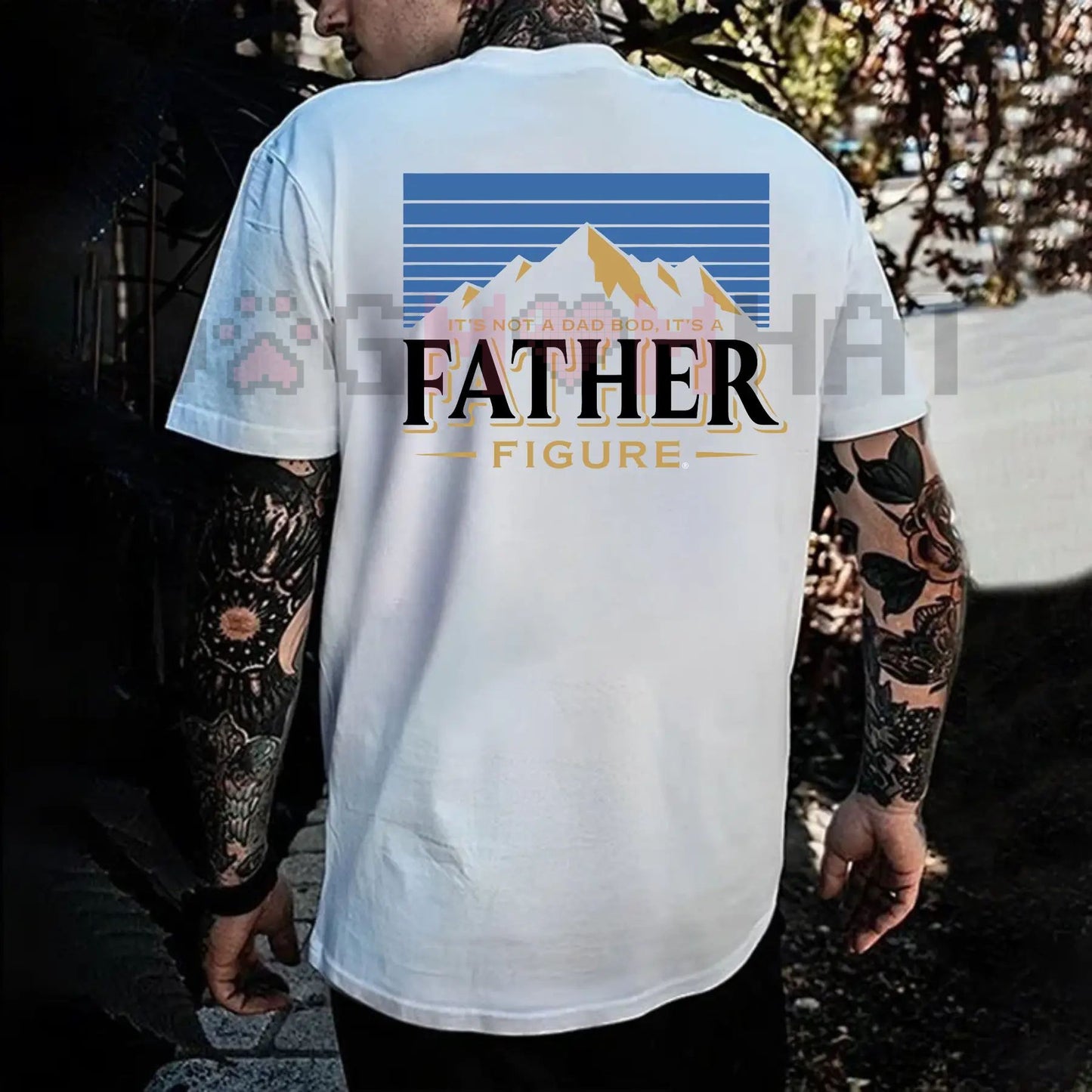"Father Figure" Funny Dad Tee for Men – Ironic Dad Slogan Fatherhood Humor Gift-Dogmomhat