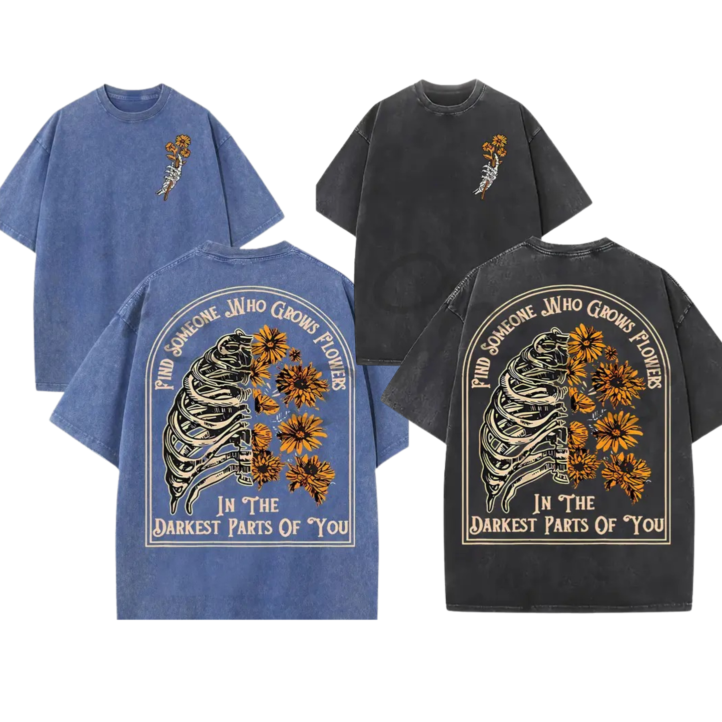 "Find Someone Who Grows Flowers" Sunflowers Washed T-Shirt - Dogmomhat