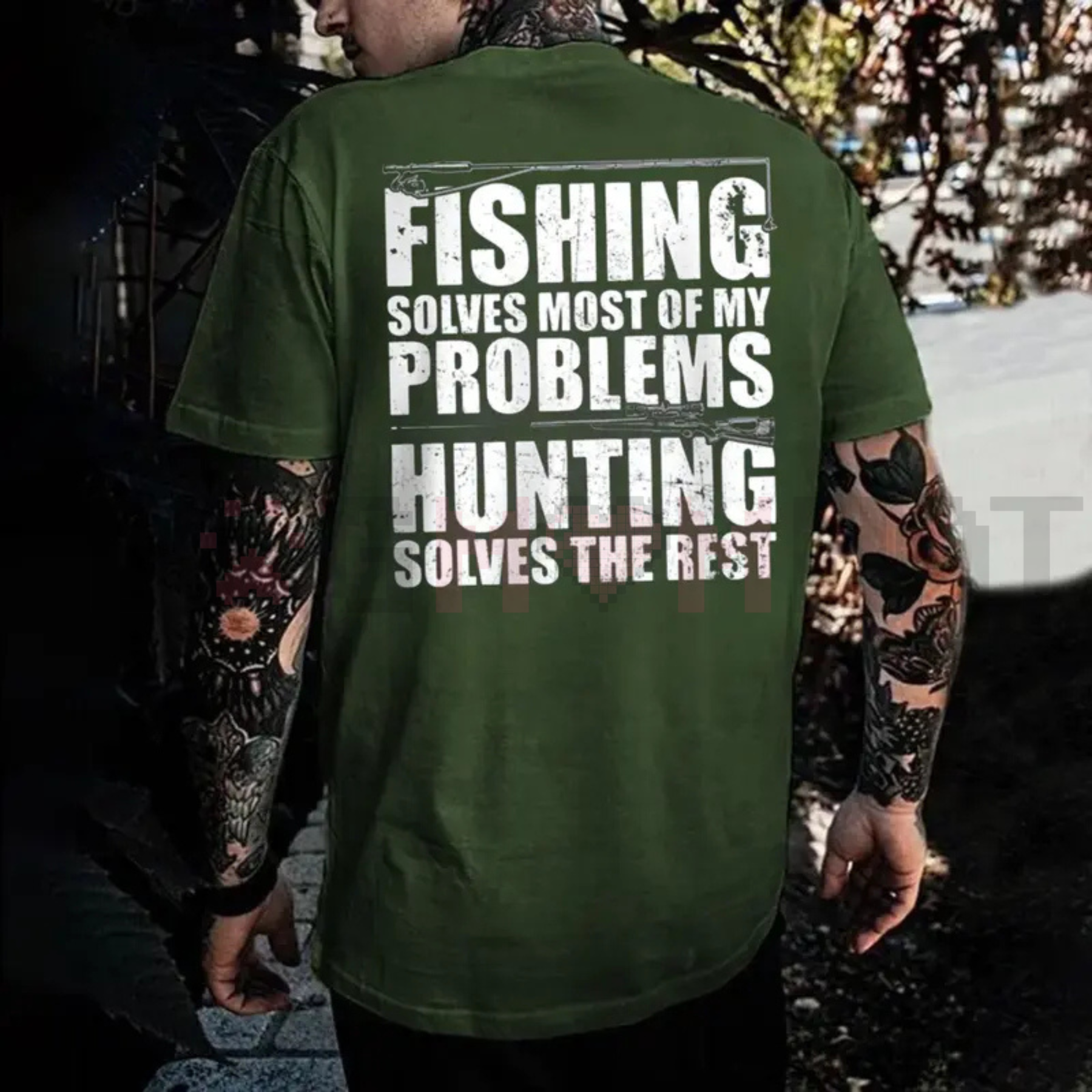 "Fishing Solves Most Of My Problems Hunting Solves The Rest" Shirt - dogmomhat