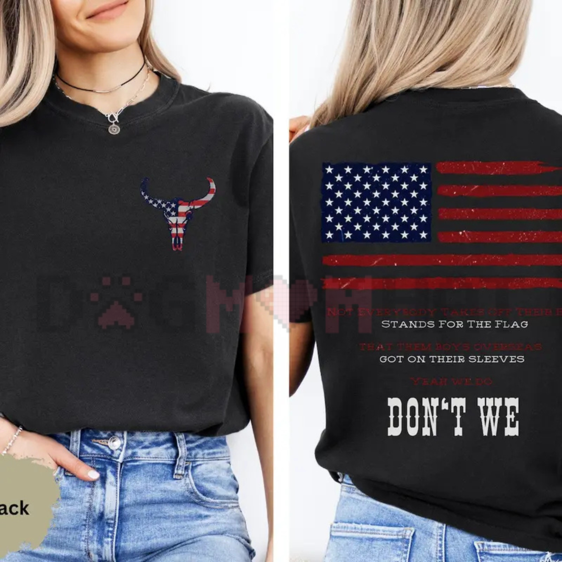 2 side view of Morgan Vintage Still the Problem 2026 Tour American Flag T-Shirt - dogmomhat