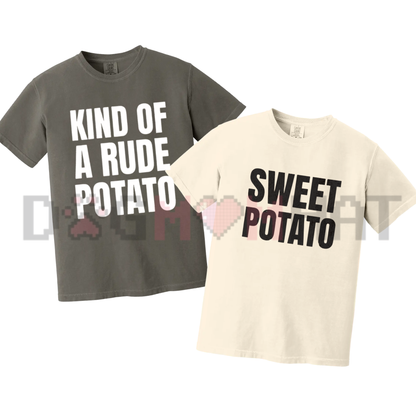 Front view of the Comfort Colors Matching Thanksgiving T-Shirt displaying retro turkey feast typography artwork printed across the chest of a garment-dyed tee. - dogmomhat