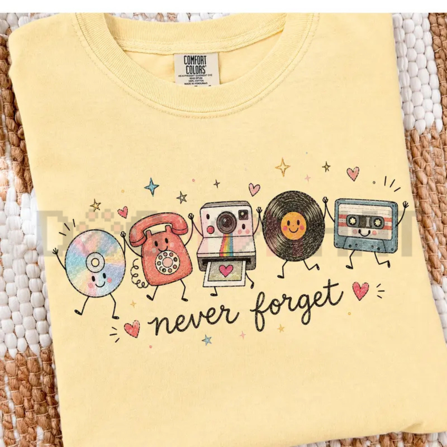 Front view of the Comfort Colors Never Forget T-Shirt showing its soft garment-dyed vintage texture - dogmomhat