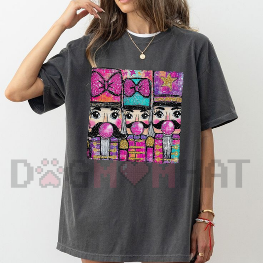 Front view of the Comfort Colors® Nutcracker Christmas T-Shirt displaying trendy holiday nutcracker artwork printed across the chest. - dogmomhat