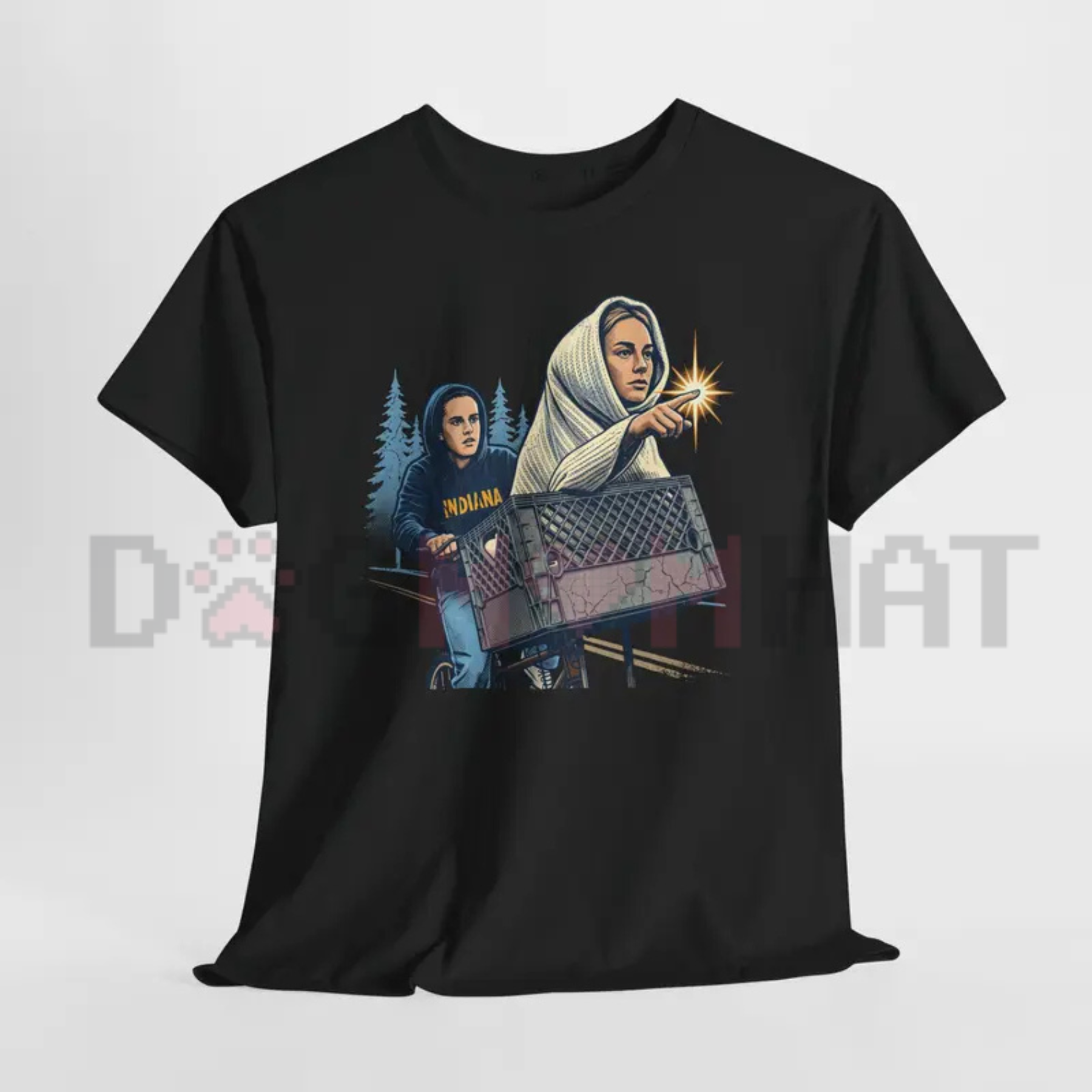 Front view of the Cunningham and Clark Basketball Graphic Tee in a casual setting - dogmomhat