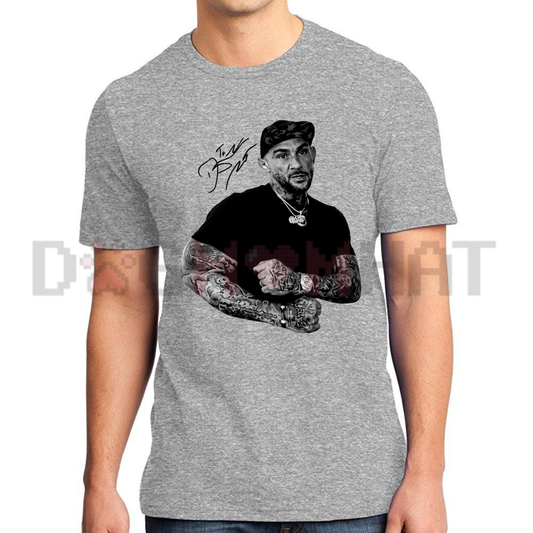 Front view of the Dustin Poirier The Diamond UFC Graphic T-Shirt showing the championship combat sports design - dogmomhat