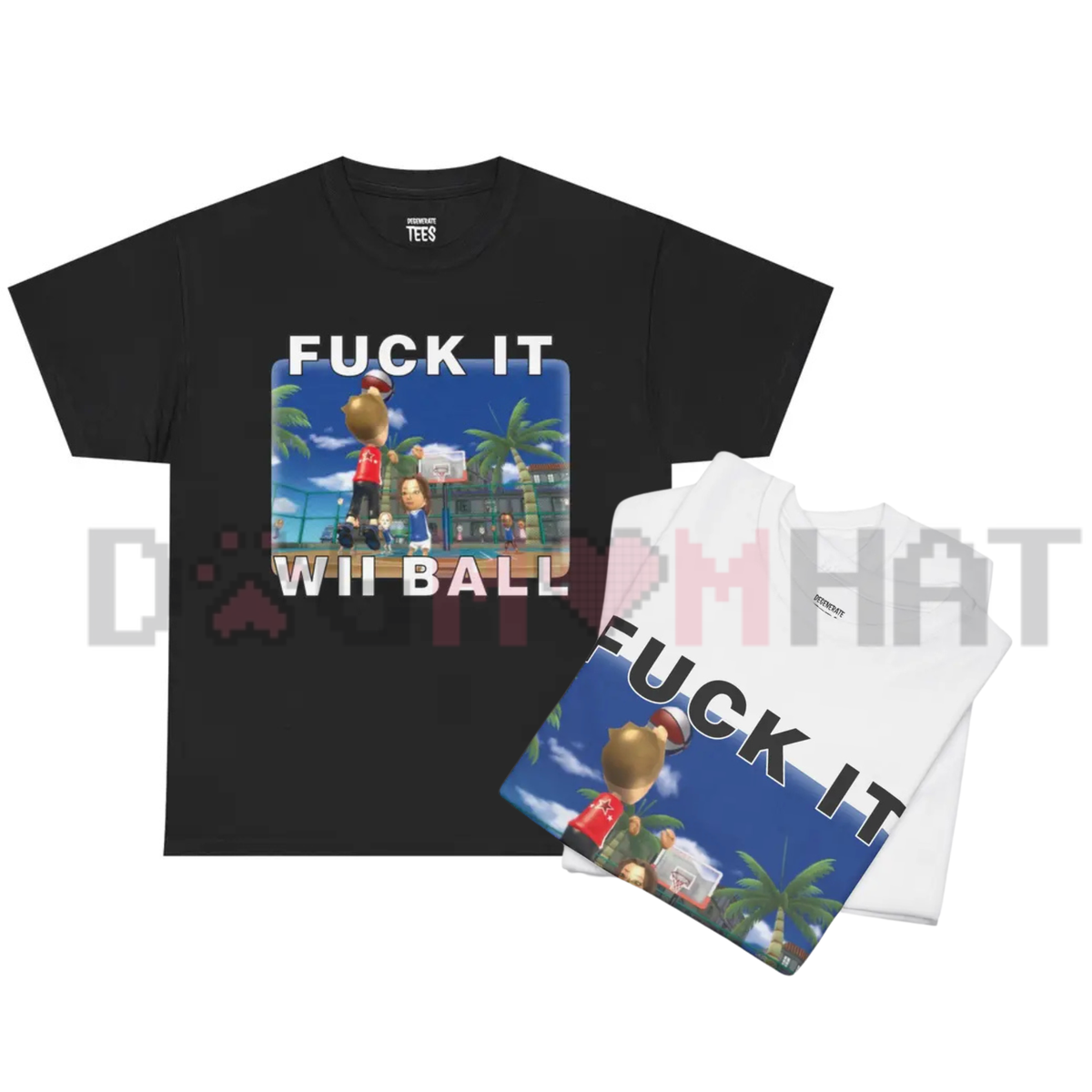 Front view of the "F*ck It We Ball" T-Shirt displaying the bold gaming meme typography printed across the chest. - dogmomhat