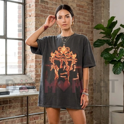 Front view of the Joe Kevin Nick Brothers Burning Up Tour 2026 Comfort Colors T-Shirt showing the band graphic printed across the chest. - dogmomhat