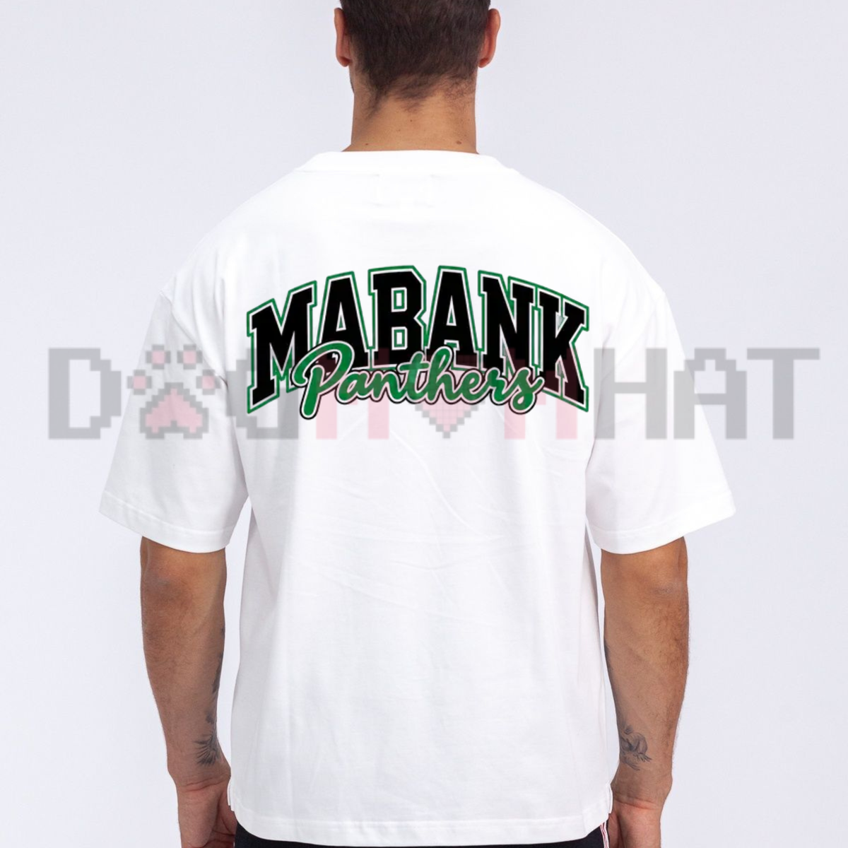 Front view of the Mabank Panthers T-Shirt displaying bold panther mascot head and school spirit typography printed across the chest. - dogmomhat