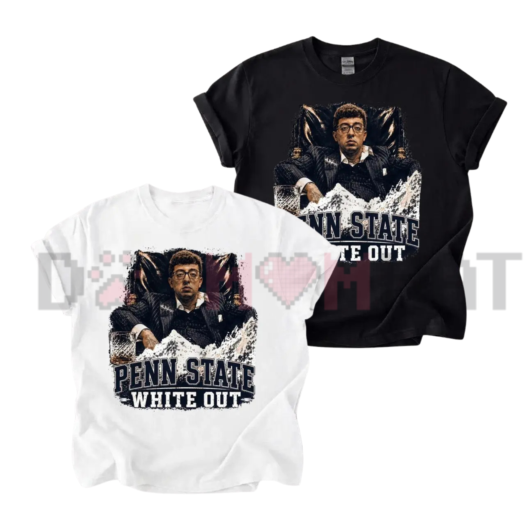 Front view of the Penn State White Out T-Shirt showing the funny game day slogan graphic printed across the chest - dogmomhat