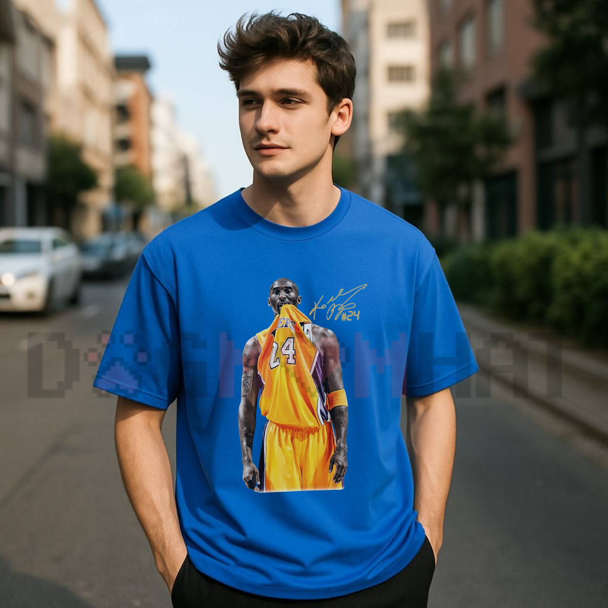 Front view of the Retro Kobe Bite Character T-Shirt displaying anime basketball graphic artwork printed across the chest. - dogmomhat