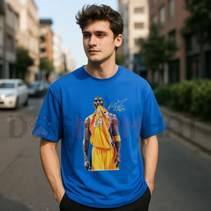 Front view of the Retro Kobe Bite Character T-Shirt displaying anime basketball graphic artwork printed across the chest. - dogmomhat