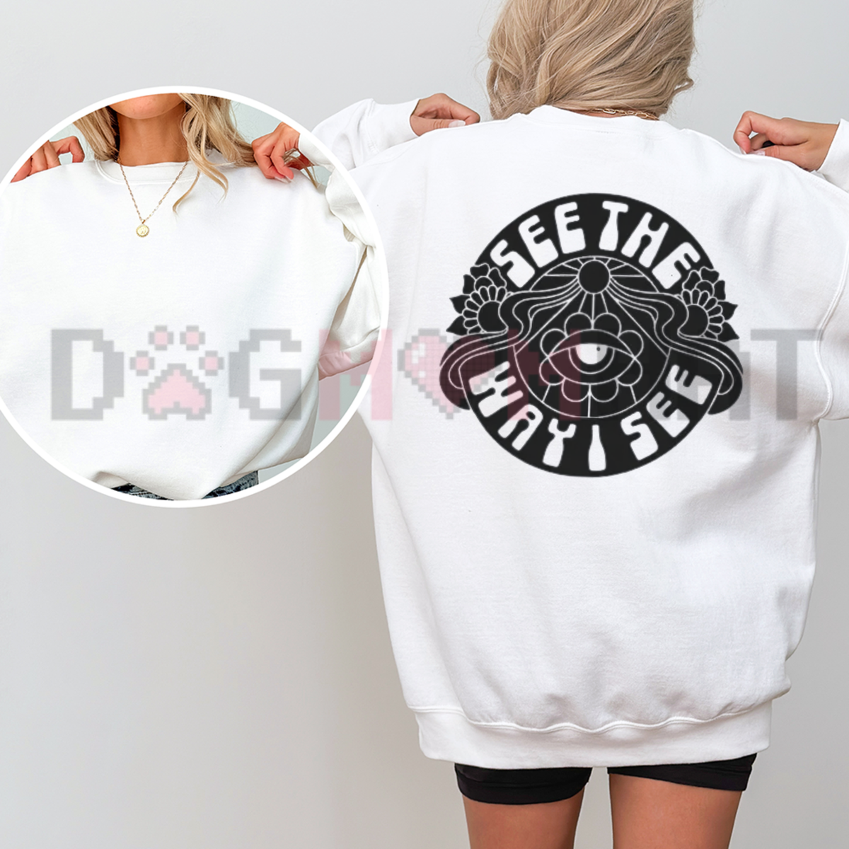Front view of the STWIS Logo Sweatshirt displaying crisp STWIS brand typography printed across the chest of a casual crewneck. - dogmomhat