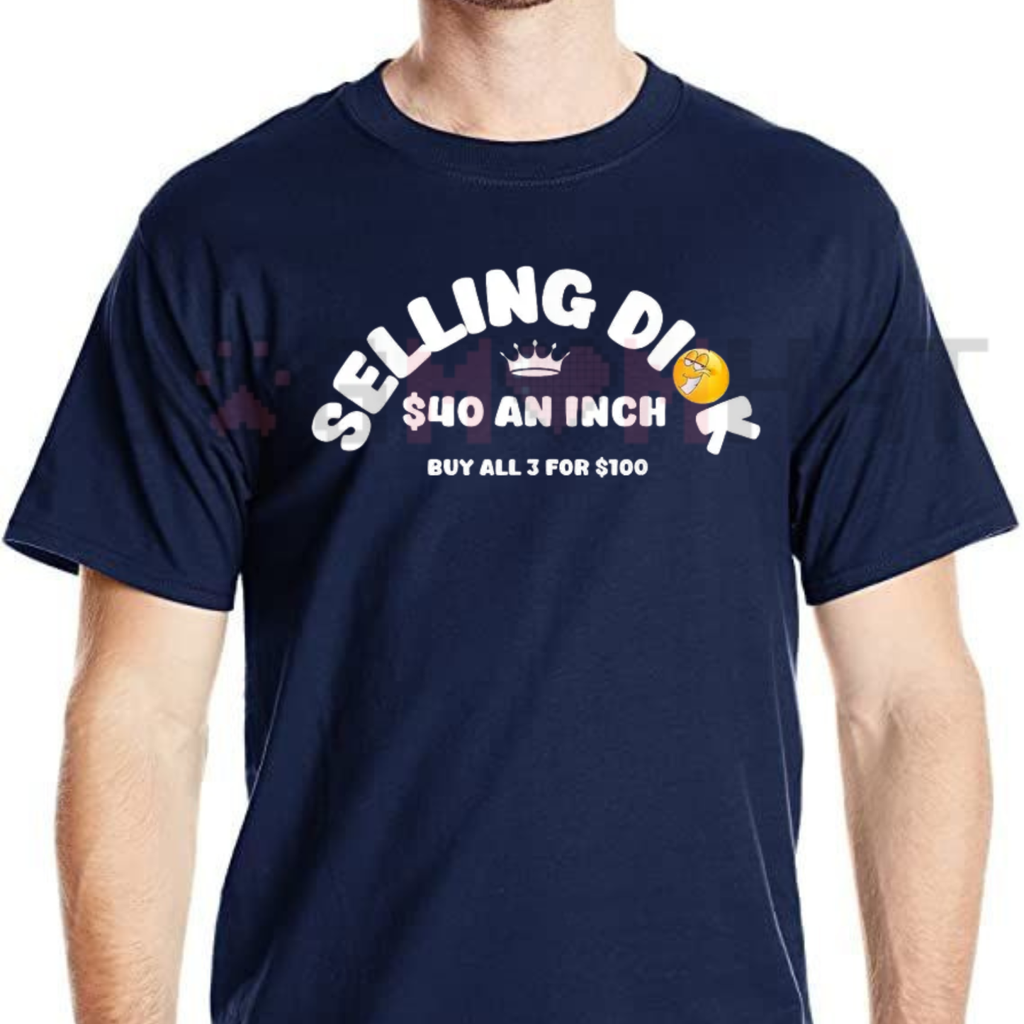 Front view of the Selling Dick Funny Adult Meme Graphic T-Shirt in a casual setting - dogmomhat