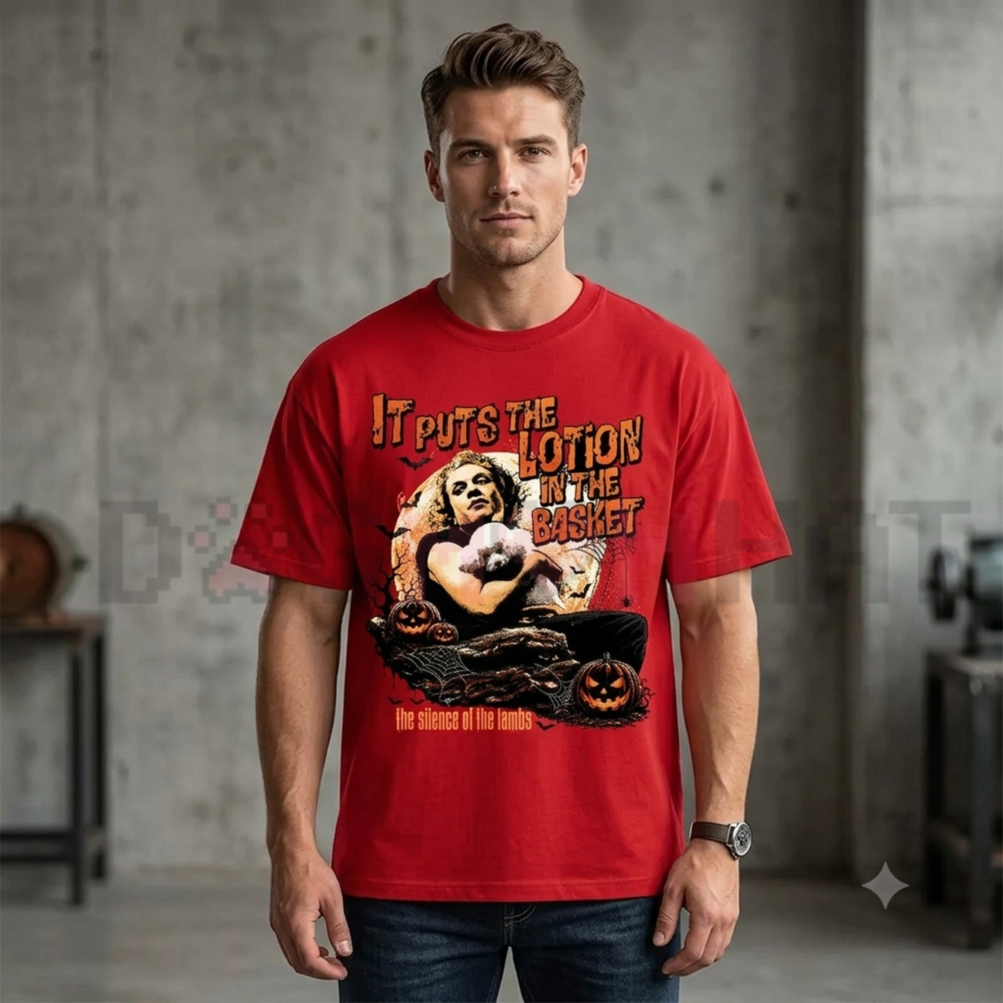 Front view of the Silence of The Lambs Hannibal Lecter Graphic Unisex T-Shirt - dogmomhat