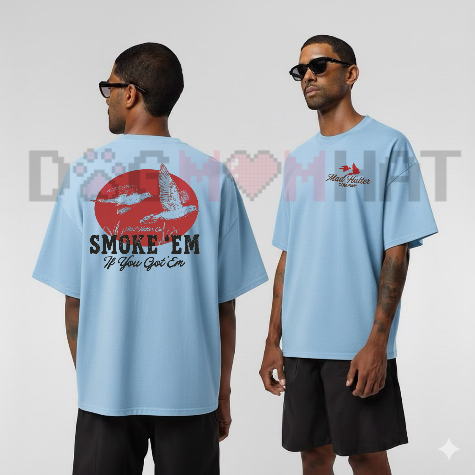 Front view of the Smoke 'Em Retro Racing Graphic Tee showing the vintage muscle car racing artwork printed across the chest - dogmomhat