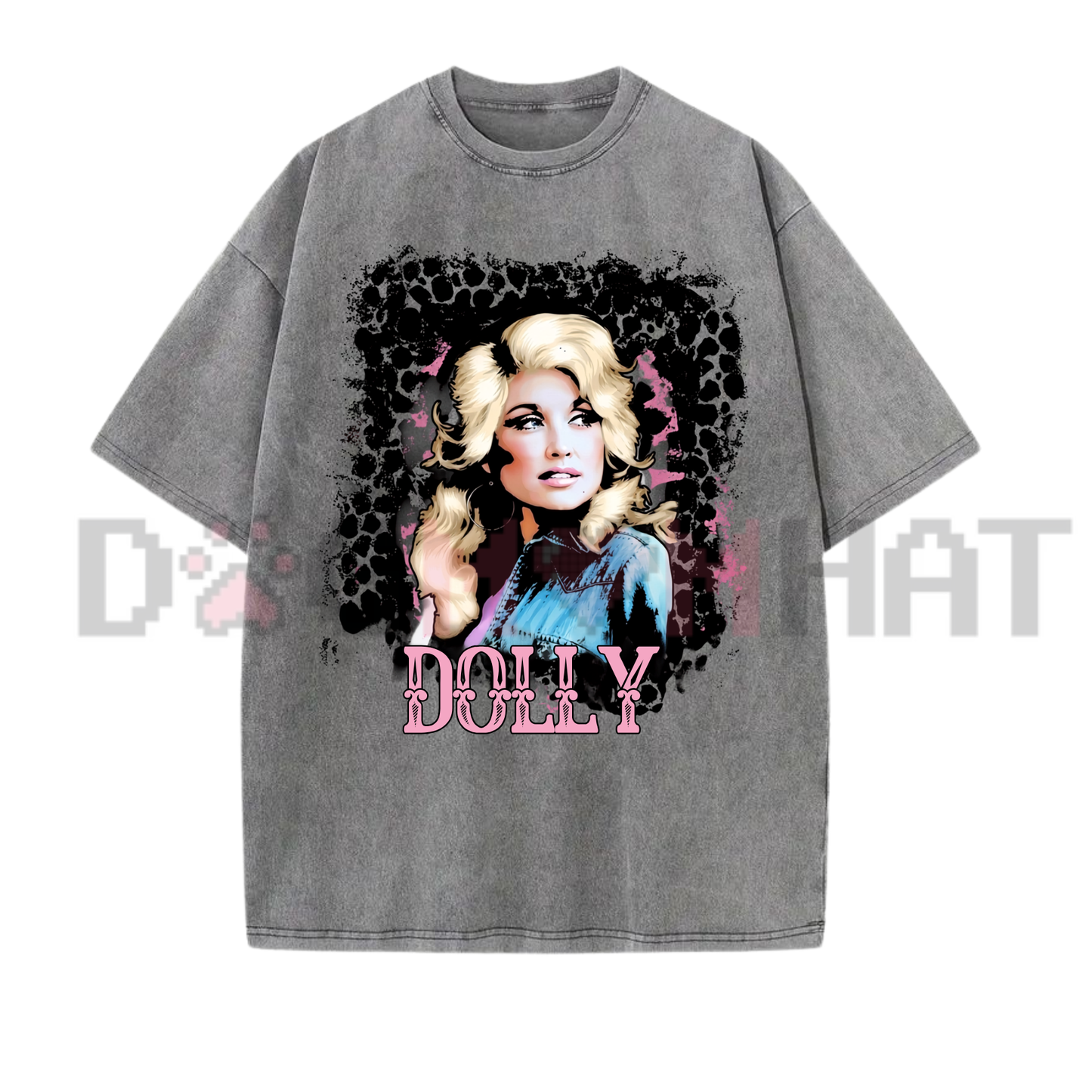 Front view of the Vintage 80s Dolly Parton Autograph T-Shirt showing the retro portrait and signature printed across the chest. - dogmomhat