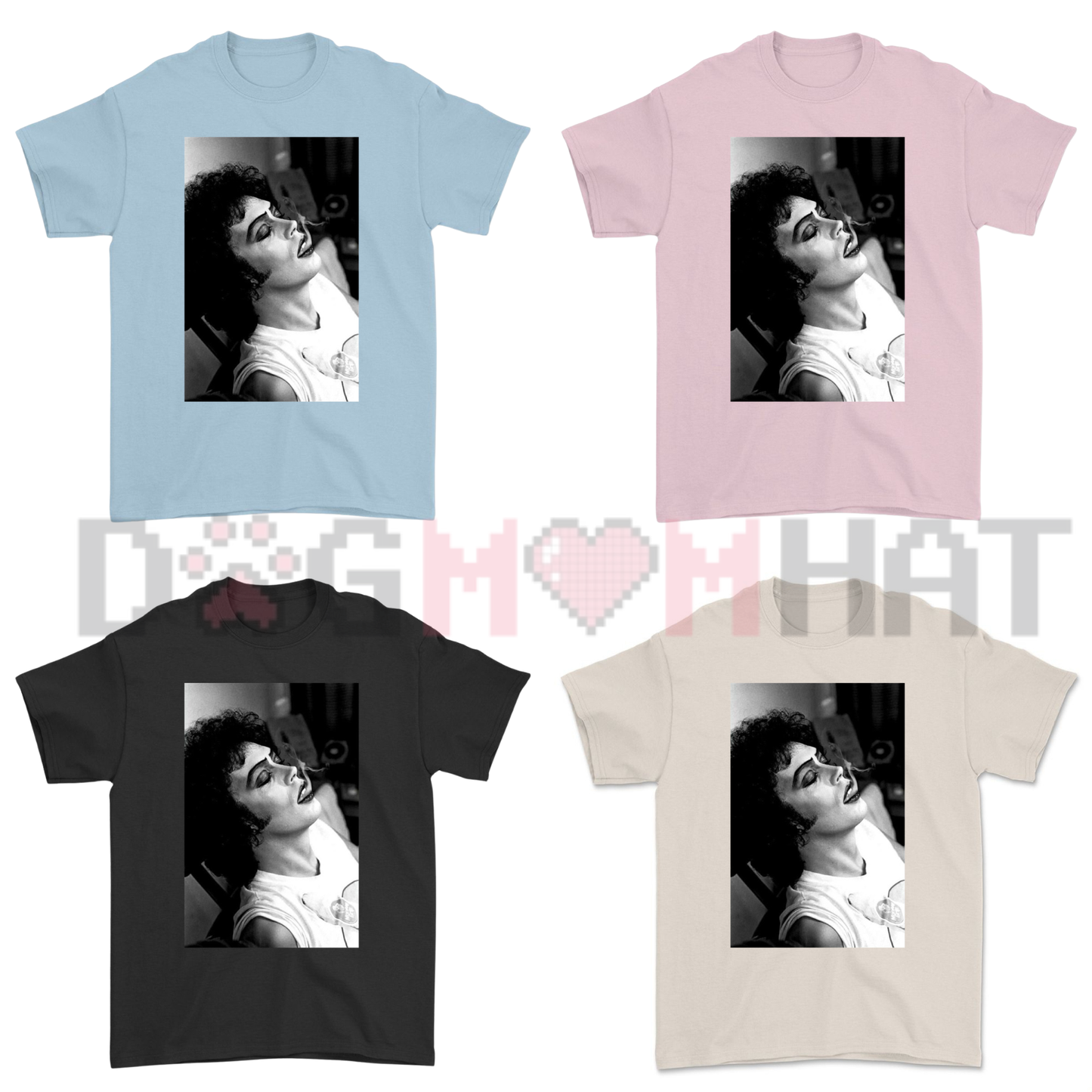 Front view of the Vintage Tim Curry Smokes T-Shirt showing the candid portrait graphic printed across the chest. - dogmomhat