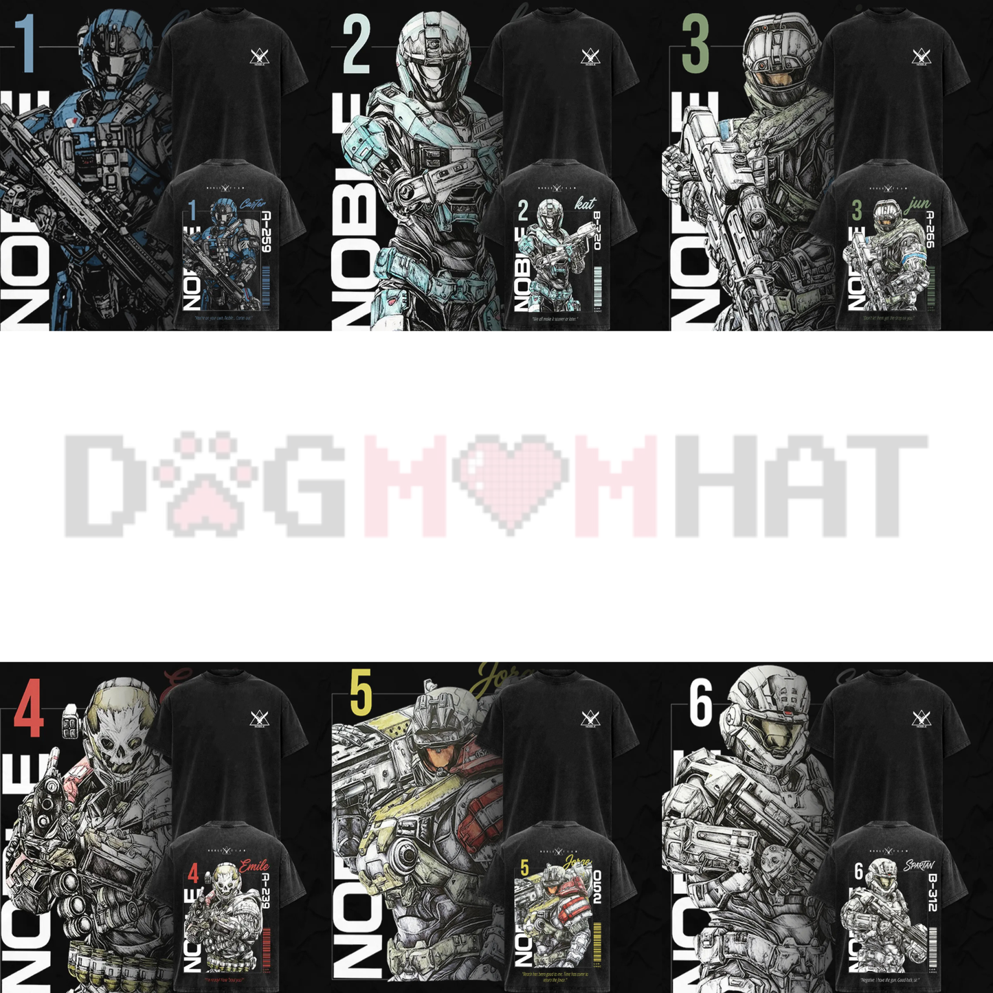 Front view of the acid wash black Noble Team V3 T-Shirt showing the chest graphic print and relaxed oversized drop-shoulder cut - dogmomhat