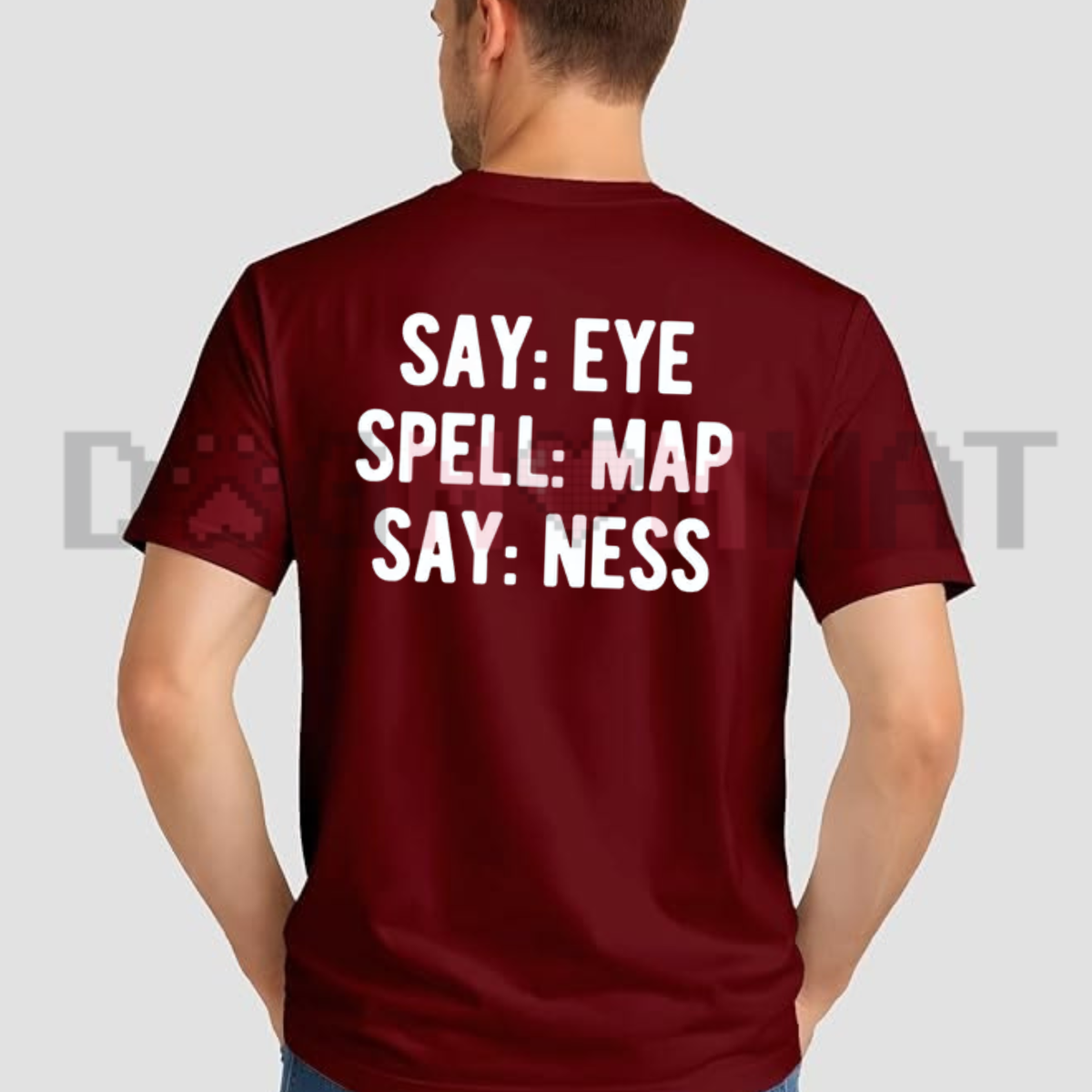 Front view of the acoustic trap spelling tee displaying hilarious wordplay joke typography across the chest of a cotton shirt. - dogmomhat