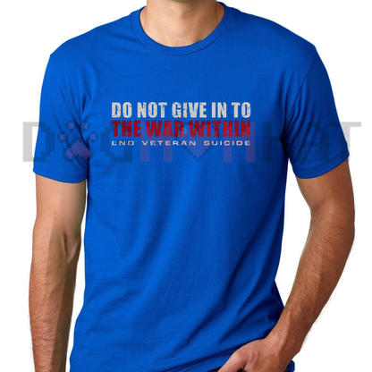 Front view of the battles inside standard tee displaying tactical military stencil typography and veteran awareness graphics across the chest of a cotton shirt. - dogmomhat