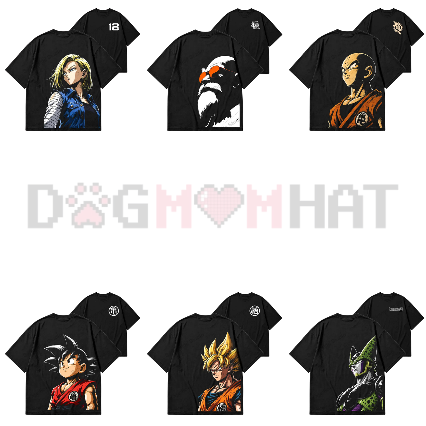 Front view of the black "GAZE" Series 90s Anime Graphic T-Shirt showing the detailed retro anime eyes graphic artwork printed across the chest - dogmomhat