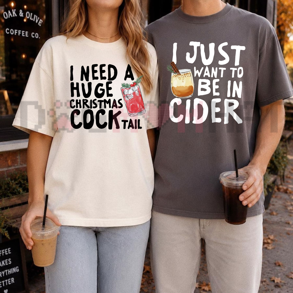 Front view of the festive friction tee displaying funny rude Christmas couples graphic artwork across the chest of a garment-dyed shirt. - dogmomhat