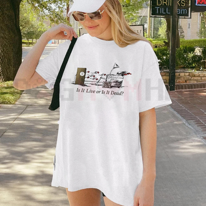 Front view of the groovy sonic echo tee displaying psychedelic rock parody graphics and liquid typography across the chest of a cotton shirt. - dogmomhat