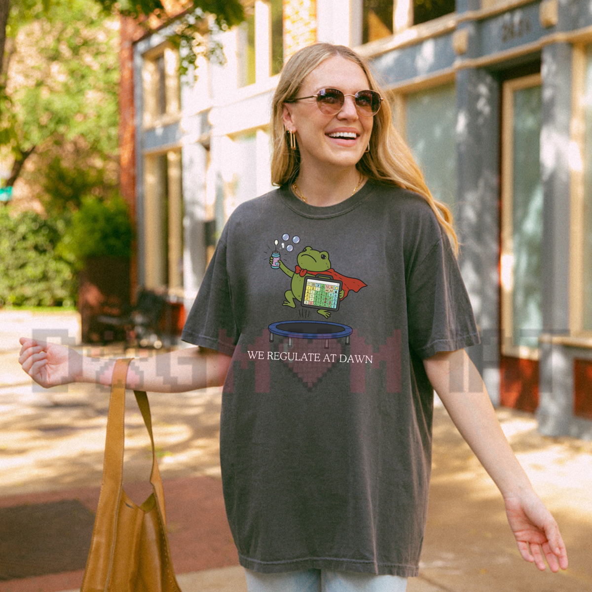 Front view of the neurodiverse mind spectrum top displaying colorful autism inclusion graphics across the chest of a Comfort Colors shirt. - dogmomhat