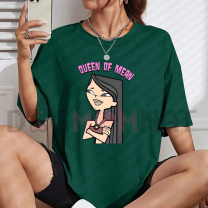 Front view of the reality drama villainess Y2K graphic tee displaying retro animated competition artwork across the chest of a cotton shirt. - dogmomhat