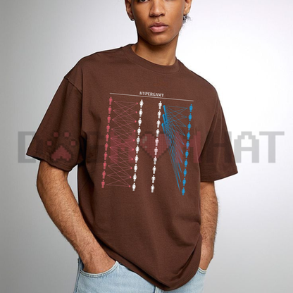 Front view of the upward mobility tee displaying funny hypergamy meme dating strategy graphic artwork across the chest of a garment-dyed shirt. - dogmomhat