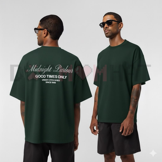 Front view of the washed black Pacsun Midnight T-Shirt showing the clean, minimalist "Midnight" typography print across the chest - dogmomhat
